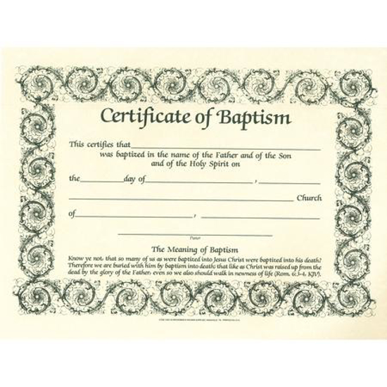 Certificate Of Baptism. Christian Resource Centre