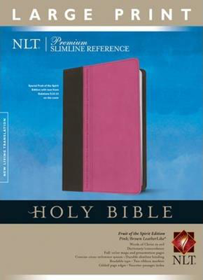 Picture of NLT Bible Reference Slimline Premium Large Print Leatherlike Pink Brown