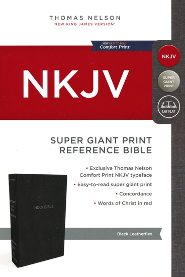 Picture of NKJV Super Giant Print, Reference Bible, Leather-Look, Black