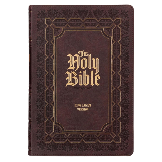 Picture of KJV Large-Print Study Bible--soft leather-look dark brown (indexed)