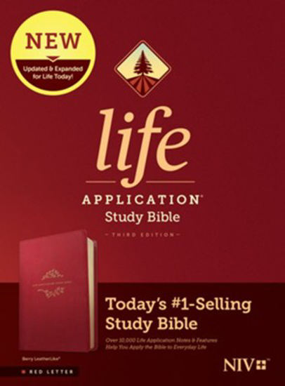 Picture of NIV Life Application Study Bible, Third Edition--soft leather-look, berry