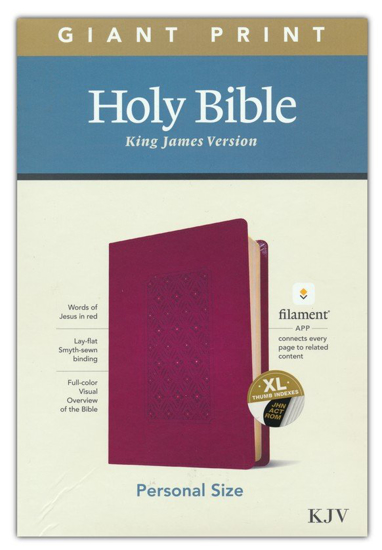 Picture of KJV Giant-Print Personal-Size Bible, Filament Enabled Edition--soft leather-look, diamond frame cranberry (indexed)