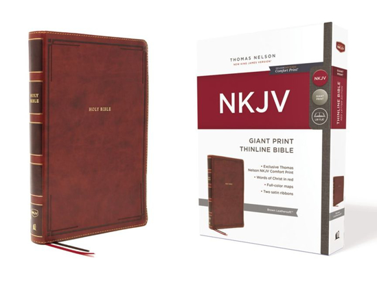 Picture of NKJV Giant-Print Thinline Bible, Comfort Print--soft leather-look, brown (red letter)